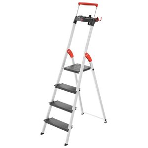 HAILO Stehleiter "L100 TopLine" Leitern Alu-Sicherheits-Stehleiter 4 Stufen Gr. B/H/L: 45 cm x 163 cm x 17 cm, grau (aluminiumfarben, schwarz) Leitern