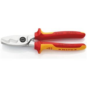 KNIPEX Kabelzange "95 16 200 mit Doppelschneide" Zangen isoliert mit Mehrkomponenten-Hüllen, VDE-geprüft verchromt 200 mm rot (rot, gelb) Zangen
