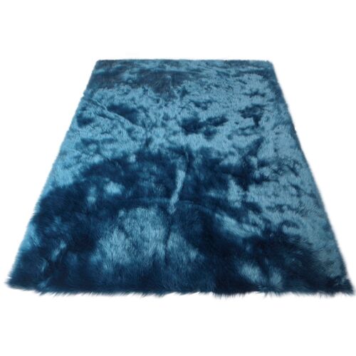 Gala Hochflor-Teppich GALA "Haven Avenue" Teppiche Gr. B/L: 90 cm x 150 cm, 60 mm, 1 St., blau (dunkelblau) Wohnzimmerteppiche Uni-Farben, Kunstfell-Teppich, extra weich und flauschig