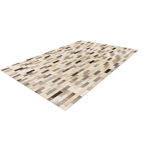 Lederteppich KAYOOM "Ravi 100" Teppiche Gr. B/L: 80 cm x 150 cm, 8 mm, 1 St., grau Esszimmerteppiche