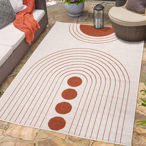 Outdoorteppich CARPET CITY "DUO RUG 5739" Teppiche Gr. B/L: 160 cm x 230 cm, 5 mm, 1 St., rot Moderne Teppiche