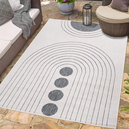 Outdoorteppich CARPET CITY "DUO RUG 5739" Teppiche Gr. B/L: 200 cm x 290 cm, 5 mm, 1 St., grau Moderne Teppiche