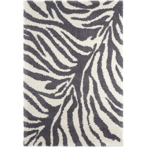 Hanse Home Hochflor-Teppich HANSE HOME "Desert" Teppiche Gr. B/L: 160 cm x 230 cm, 35 mm, 1 St., grau (grau, creme) Shaggyteppich Teppich Webteppich Zebrateppich Wohnzimmerteppiche Teppiche Zebra Design, besonders weich durch Microfaser, Robust, Pflegeleicht