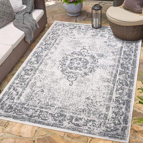 Outdoorteppich CARPET CITY "DUO RUG 5577" Teppiche Gr. B/L: 200 cm x 290 cm, 5 mm, 1 St., grau Moderne Teppiche