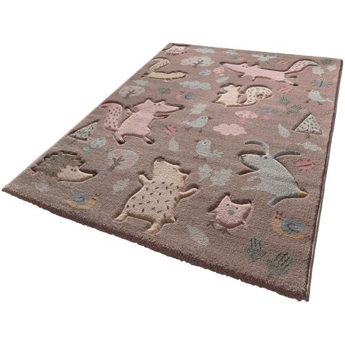 Kinderteppich SIGIKID "Forest" Teppiche Gr. B/L: 133 cm x 200 cm, 13 mm, 1 St., rosa (rosa, taupe) Kinder Kinderzimmerteppiche