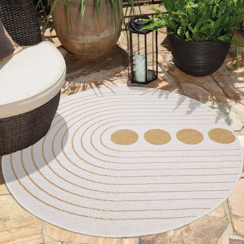 Outdoorteppich CARPET CITY "DUO RUG 5739" Teppiche Gr. Ø 160 cm, 5 mm, 1 St., gelb Moderne Teppiche