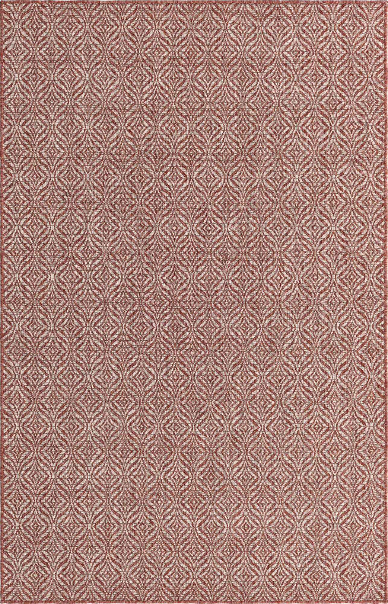 Teppich MYFLAIR MÖBEL & ACCESSOIRES "Outdoor Crosses" Teppiche Gr. B/L: 152 cm x 244 cm, 4 mm, 1 St., rot (rostrot, elfenbeinfarben) Esszimmerteppiche Flachgewebe, In- und Outdoor geeignet