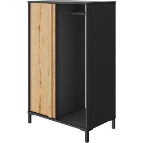 Gami Garderobenschrank GAMI „Mimizan“ Schränke Gr. B/H/T: 75 cm x 122 cm x 45 cm, 1 St., schwarz (schwarz, eiche helvezia) Garderobenschränke