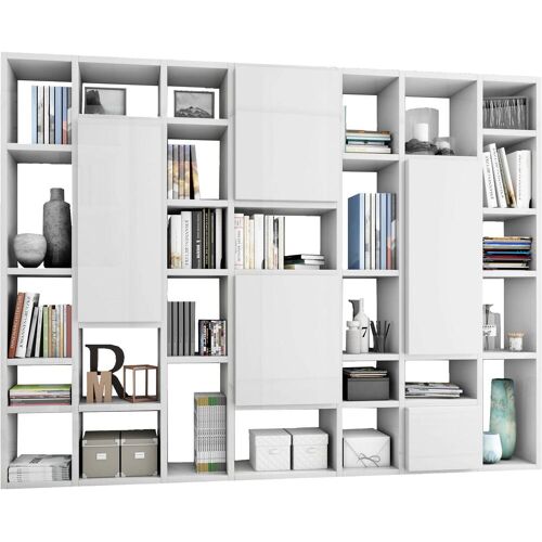 Fif Möbel Raumteilerregal FIF MÖBEL „TORO 520-1“ Regale weiß (weiß hochglanz) Raumteiler-Regale Breite 295 cm