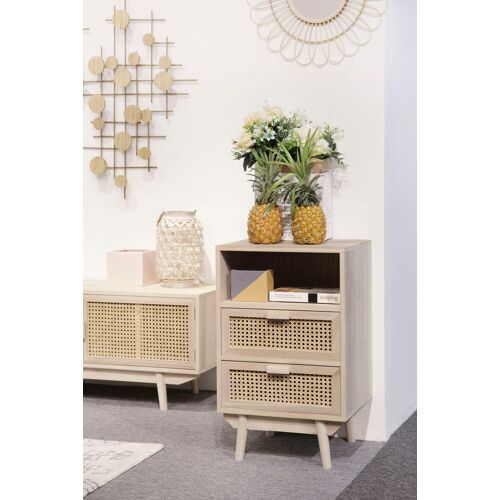 Kommode SALESFEVER Sideboards Gr. B/H/T: 42 cm x 68 cm x 36 cm, Kommode 42 x 36 cm Rattangeflecht, 2, beige (natur) Schubladenkommode Schubladenkommoden