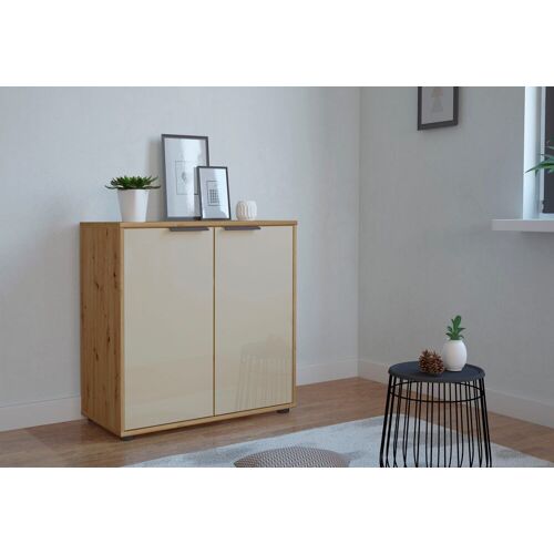 Wiemann Hochkommode WIEMANN „Monaco“ Sideboards Gr. B/H/T: 80 cm x 70 cm x 43 cm, braun (bianco, eiche, nachbildung, glas champagner) Türkommode Türkommoden mit Glasfront, vormontiert