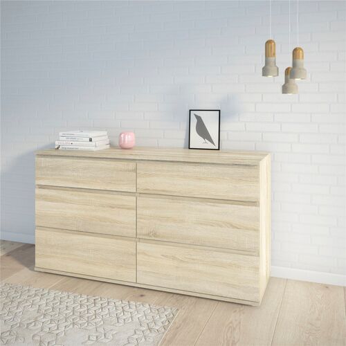 Kommode HOME AFFAIRE "Nova" Sideboards Gr. B/H/T: 153,4 cm x 83,7 cm x 50,0 cm, 6, braun (eiche struktur) Schubladenkommode Schubladenkommoden