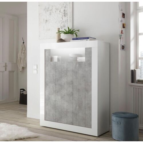 Lc Highboard LC „Urbino“ Sideboards weiß (weiß hochglanz, beton) Highboards Breite 110 cm