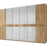 Drehtürenschrank RAUCH "Vivien" Schränke Gr. B/H/T: 282 cm x 214 cm x 58 cm, 6 St., beige (wildeiche natur teilmassiv, farbglas champagner) Drehtürenschränke