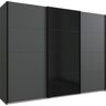 Schwebetürenschrank WIMEX "Barcelona" Schränke Gr. B/H/T: 270 cm x 208 cm x 65 cm, 3 St., schwarz (graphit, mitteltür glas schwarz) Schwebetürenschränke und Schiebetürenschränke