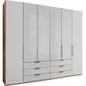 Falttürenschrank WIEMANN "Monaco mit hochwertige Beschläge inkl. Schubladendämpfung" Schränke Gr. B/H/T: 246,9 cm x 236 cm x 58 cm, 6 St., braun (bianco, eiche, nachbildung, glas weiß) Drehtürenschrank Kleiderschrank Drehtürenschränke