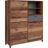 Highboard BYLIVING "Jackson" Sideboards Gr. B/H/T: 126 cm x 143 cm x 40 cm, braun (old wood) Highboards