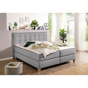 Boxspringbett HOME AFFAIRE Komplettbetten Gr. Struktur (100% Polyester), Liegefläche B/L: 180 cm x 200 cm, Gewicht bis: 80 kg + 80 kg H2 + H2, Bonnell-Federkernmatratze, grau Boxspringbett Boxspringbetten ohne Bettkasten