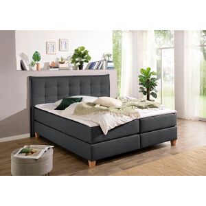 Boxspringbett HOME AFFAIRE Komplettbetten Gr. Struktur (100% Polyester), Liegefläche B/L: 160 cm x 200 cm, Gewicht bis: 100 kg + 100 kg H3 + H3, 7-Zonen-Tonnentaschen-Federkernmatratze, grau (anthrazit) Boxspringbett Boxspringbetten ohne Bettkasten