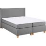 Boxspringbett HOME AFFAIRE "Houssay" Komplettbetten Gr. Struktur fein, Liegefläche B/L: 120 cm x 200 cm Betthöhe: 55 cm, Gewicht bis: 80 kg H2, 7-Zonen-Kaltschaummatratze, grau Boxspringbett Boxspringbetten ohne Bettkasten inkl. Topper, 5 Breiten, 2 Härte