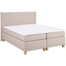 Boxspringbett HOME AFFAIRE "Houssay" Komplettbetten Gr. Struktur fein, Liegefläche B/L: 200 cm x 200 cm Betthöhe: 55 cm, Gewicht bis: 80 kg H2, Bonnell-Federkernmatratze, beige Boxspringbett Boxspringbetten ohne Bettkasten inkl. Topper, 5 Breiten, 2 Härte