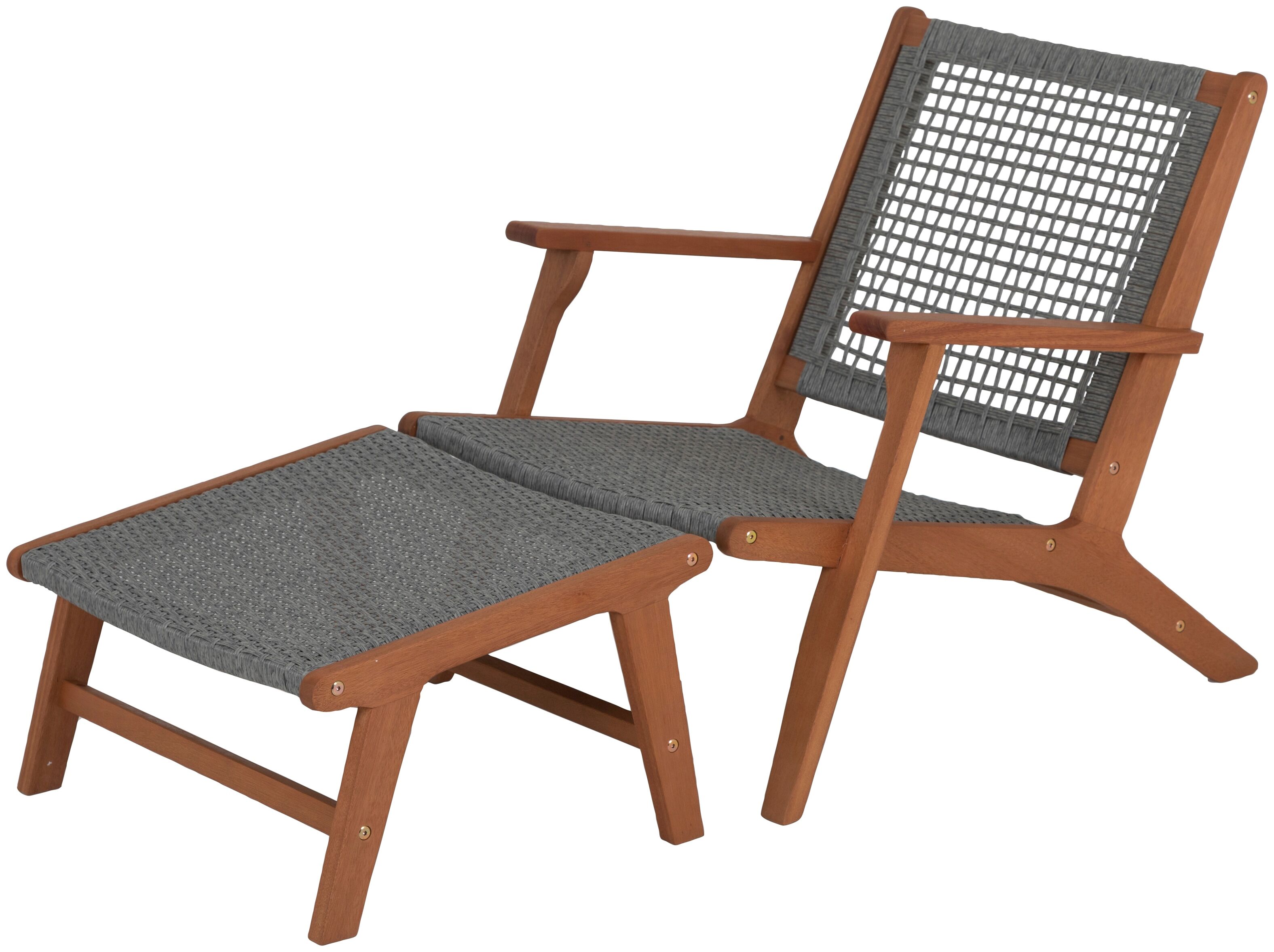 Acamp Gartensessel ACAMP "Relax-Chair BANGKOK" Sessel Gr. B/H/T: 67 cm x 71 cm x 81 cm, braun (teakfarbig, grau meliert) Gartensessel