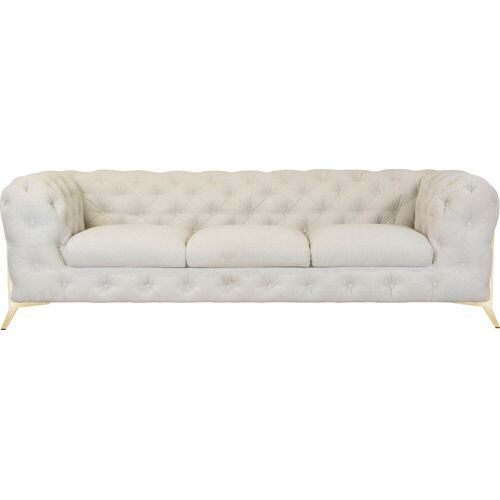 Leonique Chesterfield-Sofa LEONIQUE „Amaury“ Sofas Gr. B/H/T: 243 cm x 75 cm x 99 cm, Struktur, Füße goldfarben, beige Chesterfieldsofas aufwändige Knopfheftung, moderne Chesterfield Optik, Fußfarbe wählbar