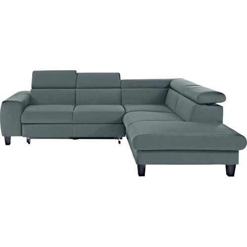 Cotta Ecksofa COTTA „Morven“ Sofas Gr. B/H/T: 249 cm x 75 cm x 207 cm, Flachgewebe, Ottomane rechts, mit Bettfunktion-mit Bettkasten-mit Ladestation-mit Kopfteilverstellung, grau (niagara) Ecksofas Kopfteilverstellung, wahlweise mit Bettfunktion und Bettk