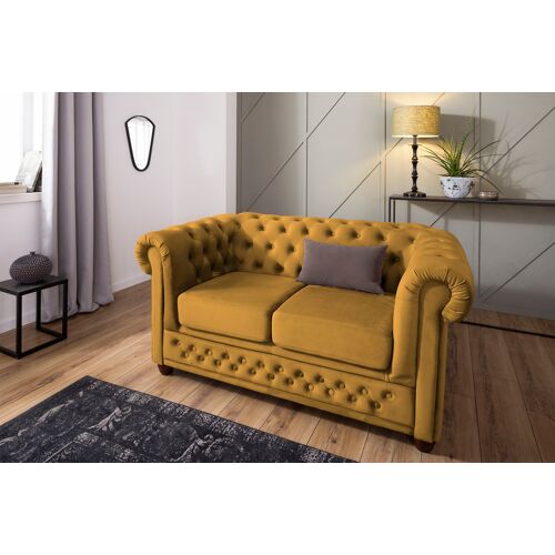 Home Affaire Chesterfield-Sofa HOME AFFAIRE „New Castle“ Sofas Gr. B/H/T: 148 cm x 72 cm x 86 cm, Samtoptik, gelb (mustard) Chesterfieldsofas mit hochwertiger Knopfheftung in Chesterfield-Design, BTH: 1488672