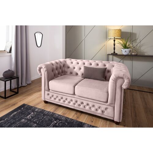 Home Affaire Chesterfield-Sofa HOME AFFAIRE „New Castle“ Sofas Gr. B/H/T: 148 cm x 72 cm x 86 cm, Samtoptik, rosa (flamingo) Chesterfieldsofas mit hochwertiger Knopfheftung in Chesterfield-Design, BTH: 1488672