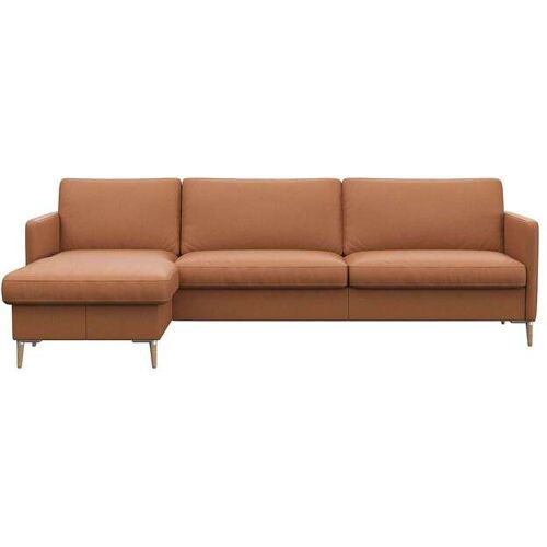 Wohnlandschaft FLEXLUX "Fiore" Sofas Gr. B/H/T: 247 cm x 85 cm x 92 cm, Echtleder, braun (modern cogna) Leder-Wohnlandschaft