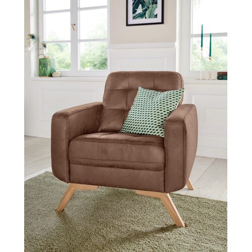 Exxpo – Sofa Fashion Sessel EXXPO – SOFA FASHION „Fiord“ Gr. Vintage, Beine Eiche geölt, B/H/T: 81 cm x 87 cm x 78 cm, braun (cognac) Einzelsessel Sessel