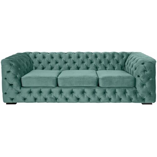 Guido Maria Kretschmer Home&Living Chesterfield-Sofa GUIDO MARIA KRETSCHMER HOME&LIVING „Kalina“ Sofas Gr. B/H/T: 230 cm x 67 cm x 98 cm, Samtvelours, grün Chesterfieldsofas mit klassischer Chesterfield-Knopfheftung