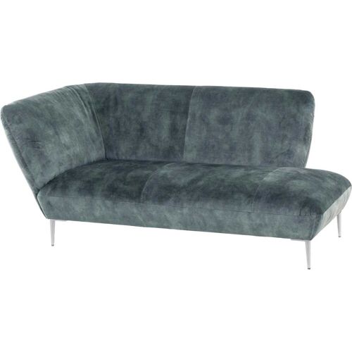 W.Schillig Chaiselongue W.SCHILLIG „Villeroy & Boch ELLA“ Sofas Gr. B/H/T: 187 cm x 81 cm x 96 cm, Velourgewebe S41, Armlehne links, blau (niagara s41) Chaiselongues Füße Chrom glänzend