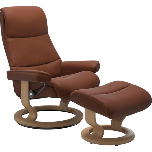 Stressless Fußhocker STRESSLESS „View“ Hocker Gr. B/H/T: 57 cm x 40 cm x 47 cm, Leder PALOMA, Cross Base Eiche, braun (copper paloma) Fußhocker mit Classic Base,Gestell Eiche