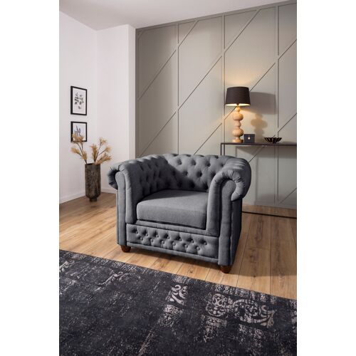 Home Affaire Chesterfield-Sessel HOME AFFAIRE „New Castle“ Sessel Gr. Struktur weich, B/H/T: 104 cm x 72 cm x 86 cm, schwarz Chesterfield Sessel hochwertige Knopfheftung, BTH: 1048672 cm