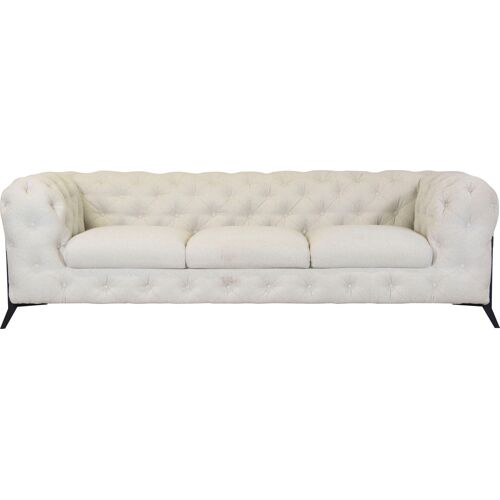 Leonique Chesterfield-Sofa LEONIQUE „Amaury“ Sofas Gr. B/H/T: 243 cm x 75 cm x 99 cm, Struktur, Füße schwarz, beige Chesterfieldsofas aufwändige Knopfheftung, moderne Chesterfield Optik, Fußfarbe wählbar