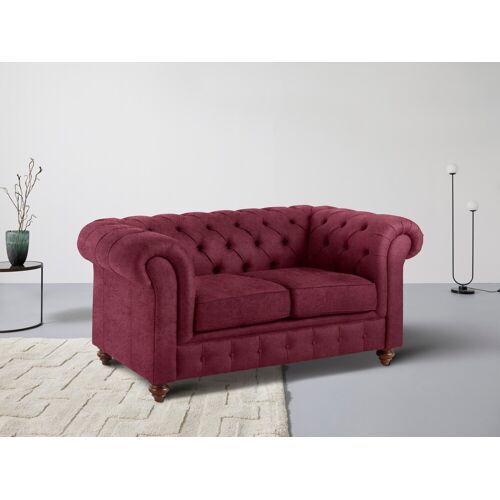 Home Affaire Chesterfield-Sofa HOME AFFAIRE „Chesterfield“ Sofas Gr. B/H/T: 150 cm x 74 cm x 89 cm, Luxus-Microfaser weich, rot (weinrot) Chesterfieldsofas mit Knopfheftung, auch in Leder