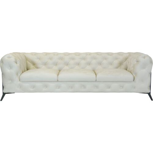 Leonique Chesterfield-Sofa LEONIQUE „Amaury“ Sofas Gr. B/H/T: 243 cm x 75 cm x 99 cm, Samtoptik, Füße schwarz, beige Chesterfieldsofas aufwändige Knopfheftung, moderne Chesterfield Optik, Fußfarbe wählbar