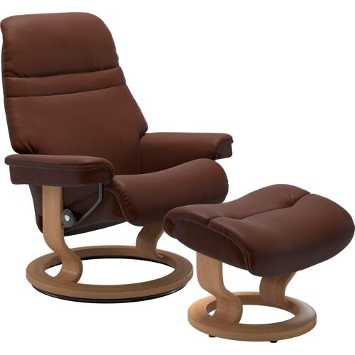 Stressless Fußhocker STRESSLESS „Sunrise“ Hocker Gr. B/H/T: 57 cm x 39 cm x 40 cm, Leder BATICK, braun (malt brown batick) Fußhocker mit Classic Base, Gestell Eiche