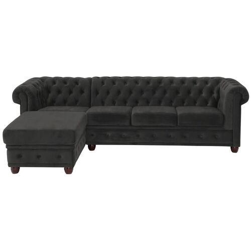 Home Affaire Chesterfield-Sofa HOME AFFAIRE „New Castle“ Sofas Gr. B/H/T: 255 cm x 72 cm x 171 cm, Samtoptik, Ottomane links, grau (graphit) Chesterfieldsofas hochwertige Knopfheftung in Chesterfield-Design, BTH: 255(17172)