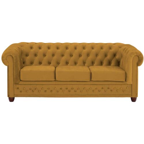 Home Affaire Chesterfield-Sofa HOME AFFAIRE „New Castle“ Sofas Gr. B/H/T: 203 cm x 72 cm x 86 cm, Samtoptik, gelb (mustard) Chesterfieldsofas mit hochwertiger Knopfheftung in Chesterfield-Design, BTH: 2038672