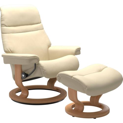 Stressless Fußhocker STRESSLESS „Sunrise“ Hocker Gr. B/H/T: 57 cm x 39 cm x 40 cm, Leder PALOMA, beige (vanilla paloma) Fußhocker mit Classic Base, Gestell Eiche