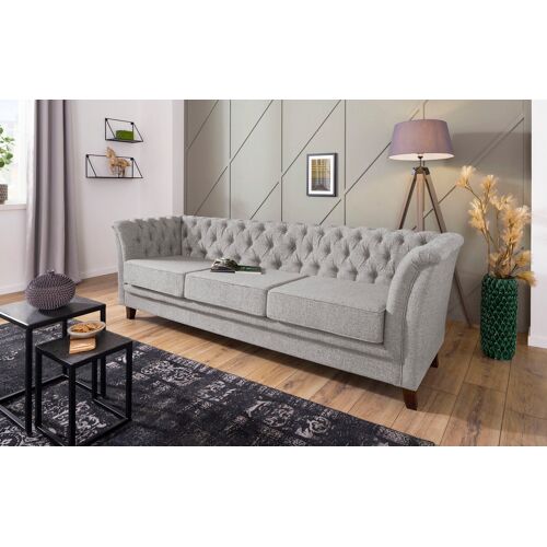 Home Affaire Chesterfield-Sofa HOME AFFAIRE „Dover“ Sofas Gr. B/H/T: 237 cm x 75 cm x 82 cm, Struktur weich, silberfarben (silber) Chesterfieldsofas aufwändige Knopfheftung in Chesterfield-Optik