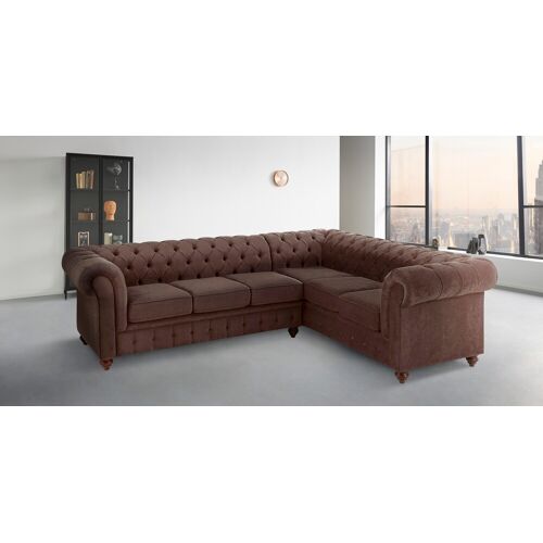 Home Affaire Chesterfield-Sofa HOME AFFAIRE „Chesterfield“ Sofas Gr. B/H/T: 250 cm x 74 cm x 210 cm, Luxus-Microfaser weich, langer Schenkel links, braun Chesterfieldsofas mit Knopfheftung, auch in Leder