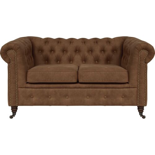 Home Affaire Chesterfield-Sofa HOME AFFAIRE „Aarburg“ Sofas Gr. B/H/T: 148 cm x 77 cm x 87 cm, Luxus-Microfaser Lederoptik, braun (cognac) Chesterfieldsofas aufwändige Knopfheftung und Ziernägel im Chesterfield-Design