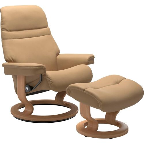 Stressless Fußhocker STRESSLESS „Sunrise“ Hocker Gr. B/H/T: 57 cm x 39 cm x 40 cm, Leder PALOMA, beige (sand paloma) Fußhocker mit Classic Base, Gestell Eiche