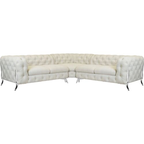 Leonique Chesterfield-Sofa LEONIQUE „Amaury“ Sofas Gr. B/H/T: 264 cm x 75 cm x 262 cm, Struktur, gleichschenklig, Füße chromfarben, beige Chesterfieldsofas Chesterfield-Optik, BreiteTiefe je 262 cm, Fußfarbe wählbar