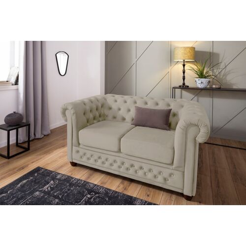 Home Affaire Chesterfield-Sofa HOME AFFAIRE „New Castle“ Sofas Gr. B/H/T: 148 cm x 72 cm x 86 cm, Samtoptik, beige Chesterfieldsofas mit hochwertiger Knopfheftung in Chesterfield-Design, BTH: 1488672