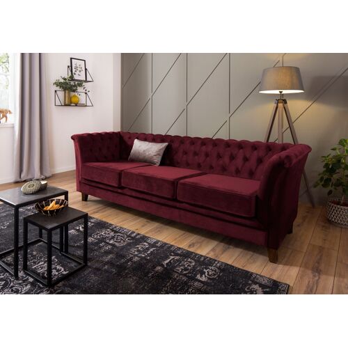 Home Affaire Chesterfield-Sofa HOME AFFAIRE „Dover“ Sofas Gr. B/H/T: 237 cm x 75 cm x 82 cm, Samtoptik, rot (bordeaux) Chesterfieldsofas aufwändige Knopfheftung in Chesterfield-Optik